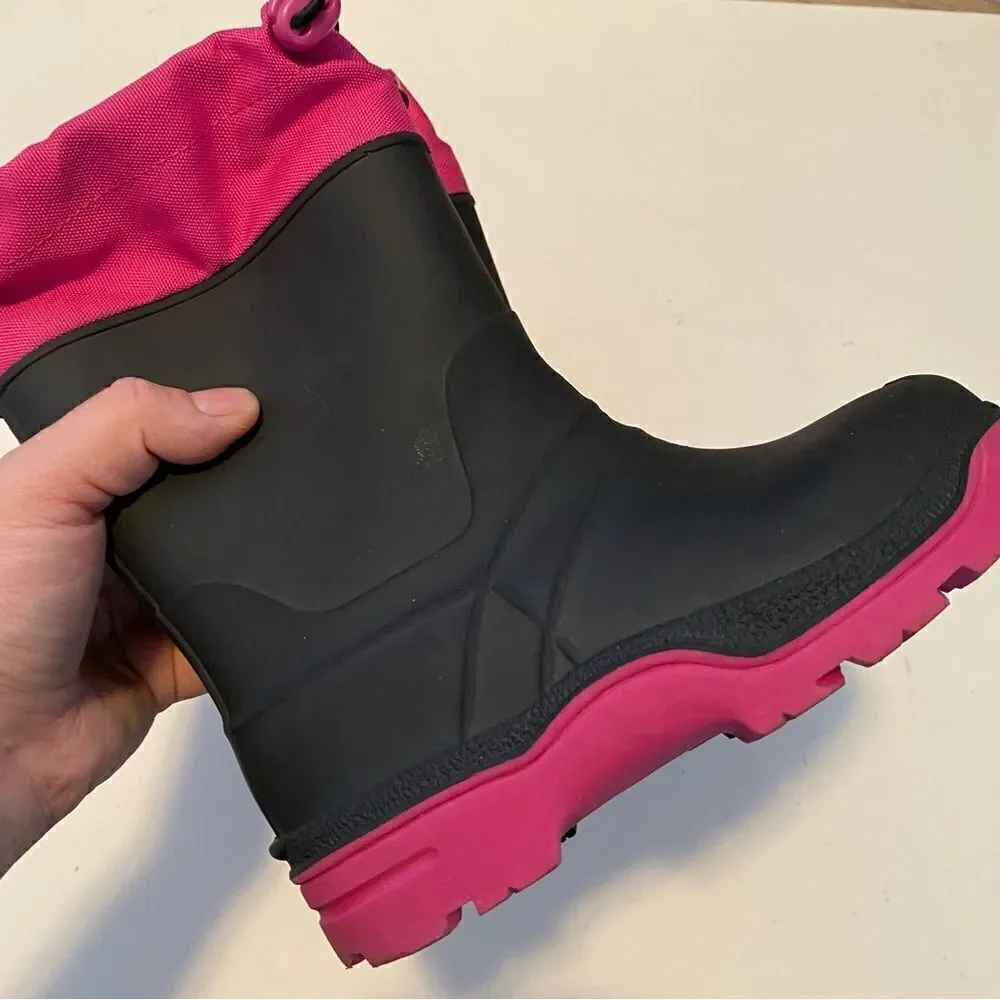 Wonder Nation Girls' toddler pink black insulated waterproof rain boots 11